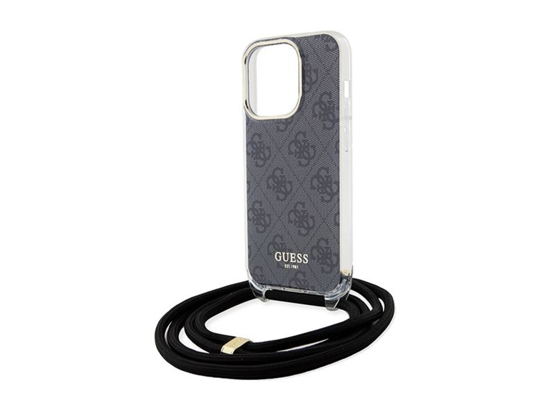 Guess Crossbody Cord 4G Print case for iPhone 15 Pro Max - black