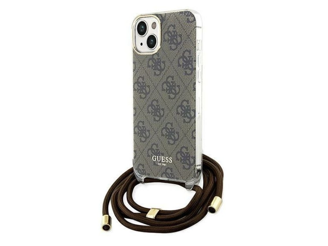 Guess Crossbody Cord 4G Print case for iPhone 15 / 14 / 13 - brown