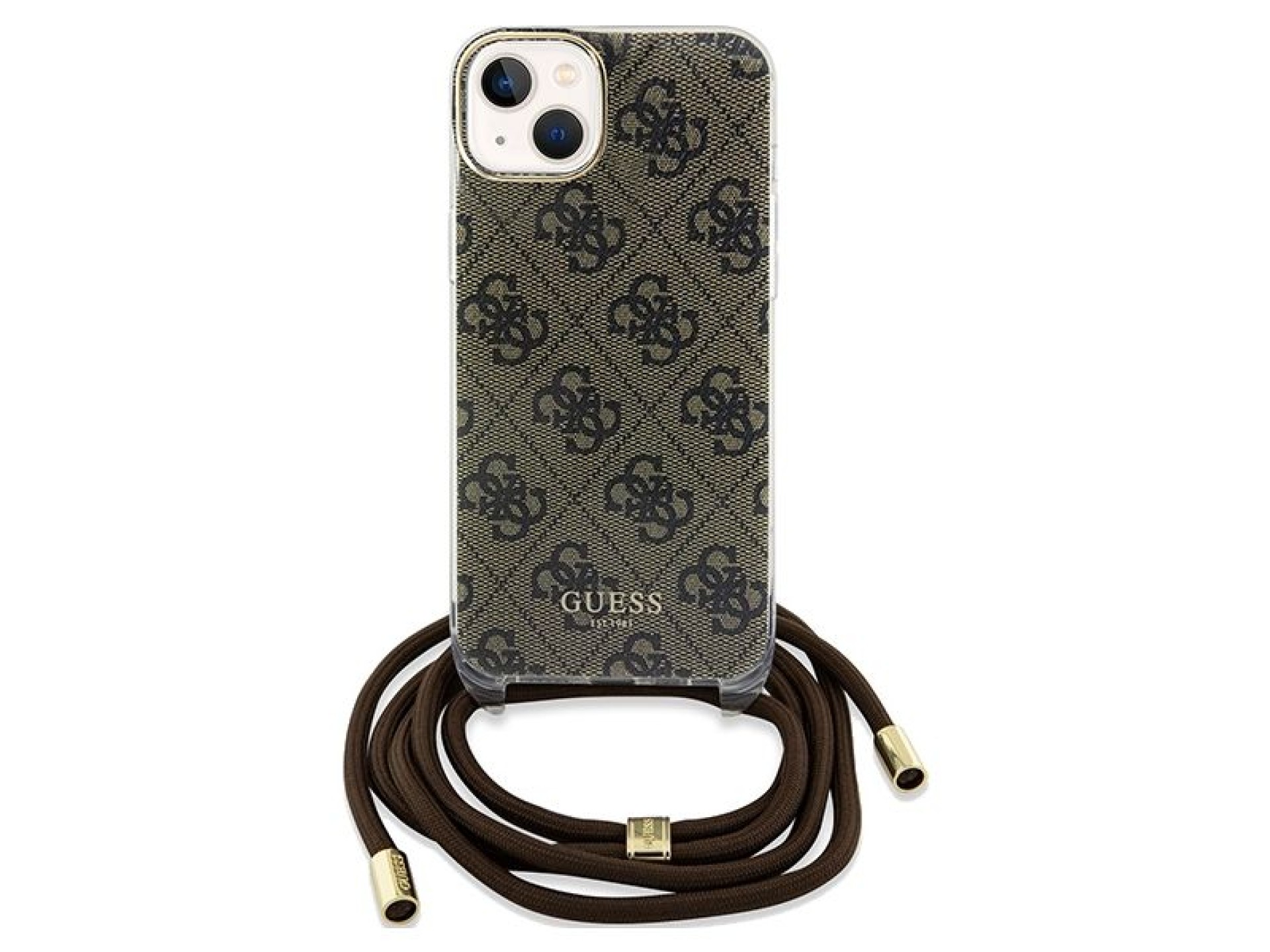 Guess Crossbody Cord 4G Print case for iPhone 15 / 14 / 13 - brown