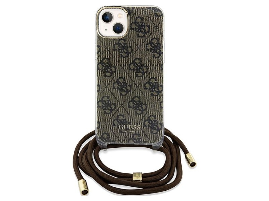 Guess Crossbody Cord 4G Print case for iPhone 15 / 14 / 13 - brown
