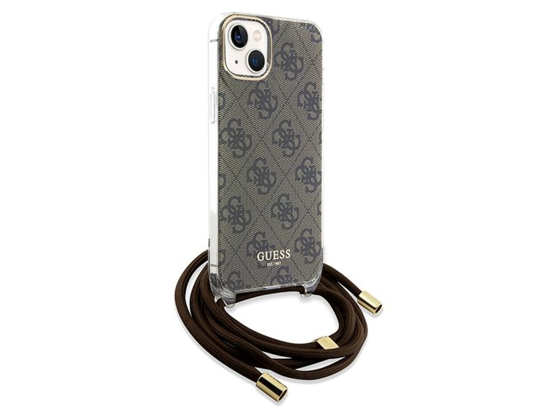 Guess Crossbody Cord 4G Print case for iPhone 15 / 14 / 13 - brown