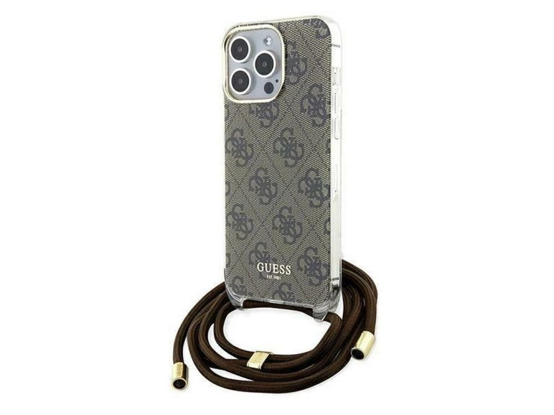 Capa Guess Crossbody Cord 4G Print para iPhone 15 Pro - marrom