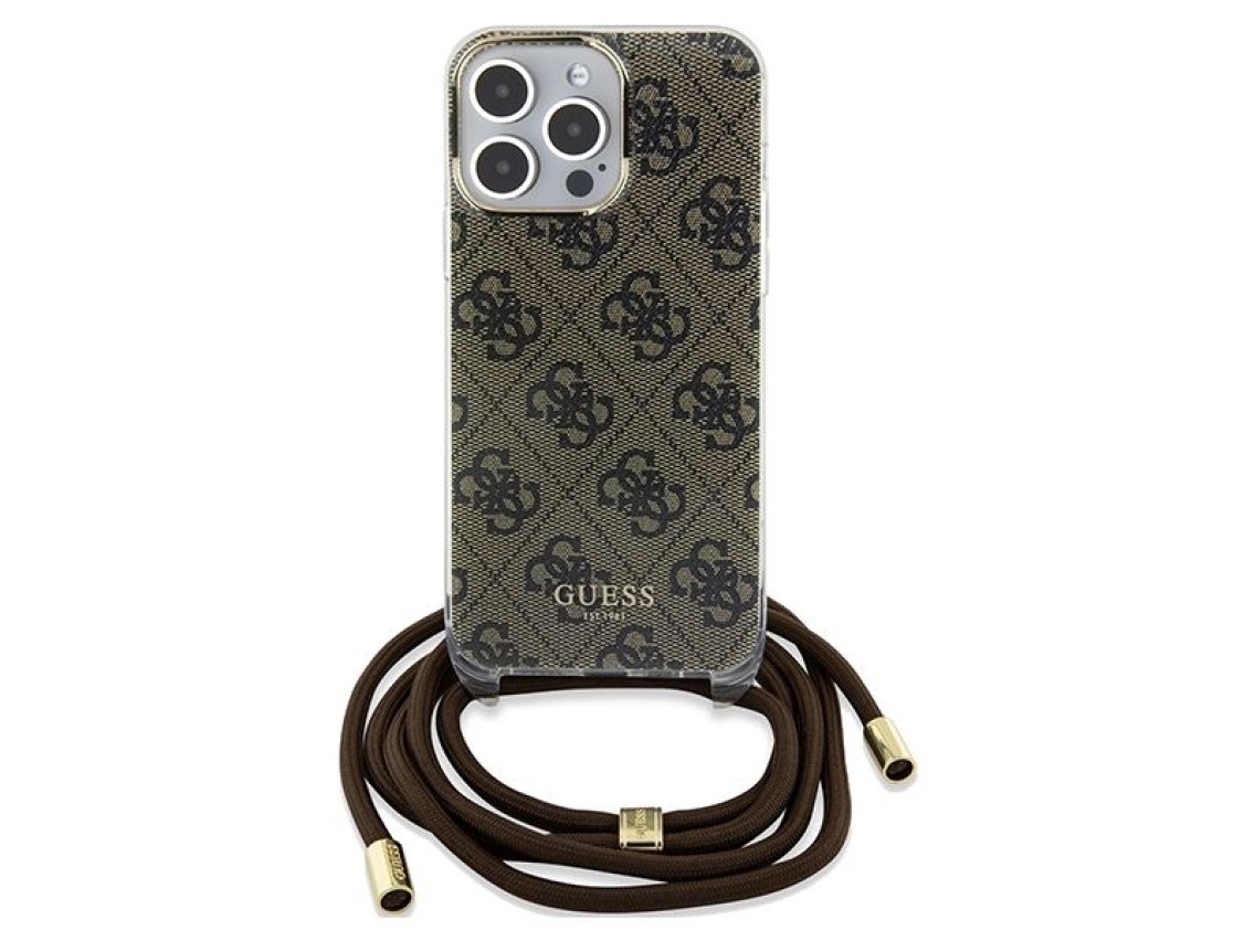 Capa Guess Crossbody Cord 4G Print para iPhone 15 Pro - marrom