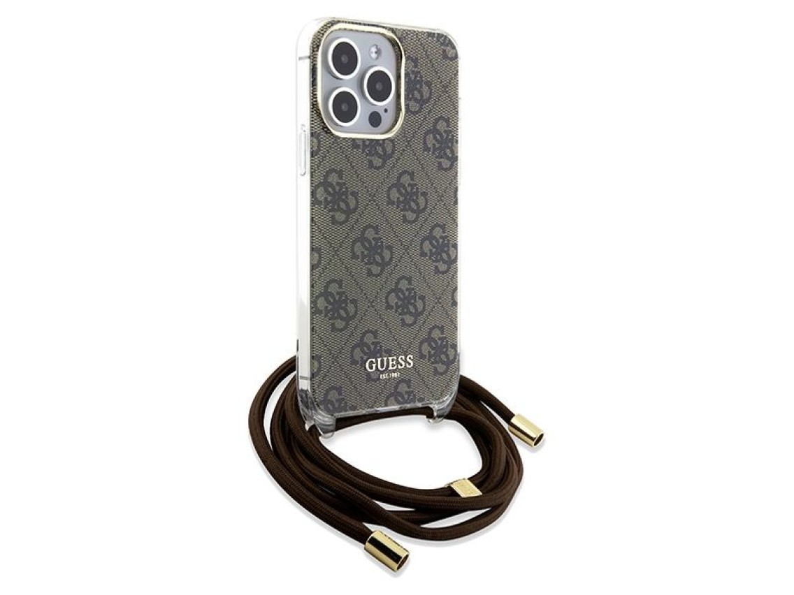 Capa Guess Crossbody Cord 4G Print para iPhone 15 Pro - marrom