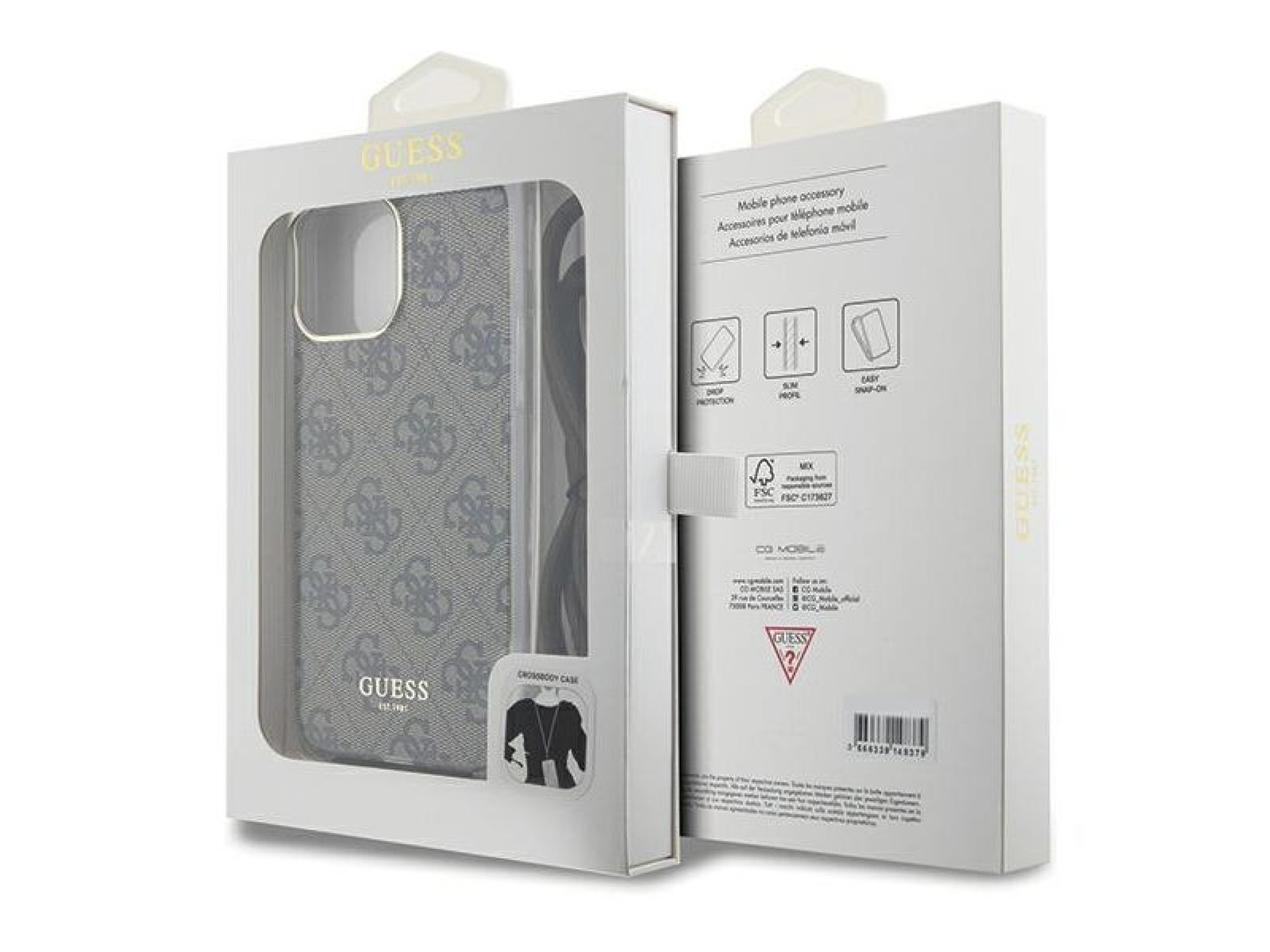 Capa Guess Crossbody Cord 4G Print para iPhone 15 Pro - marrom