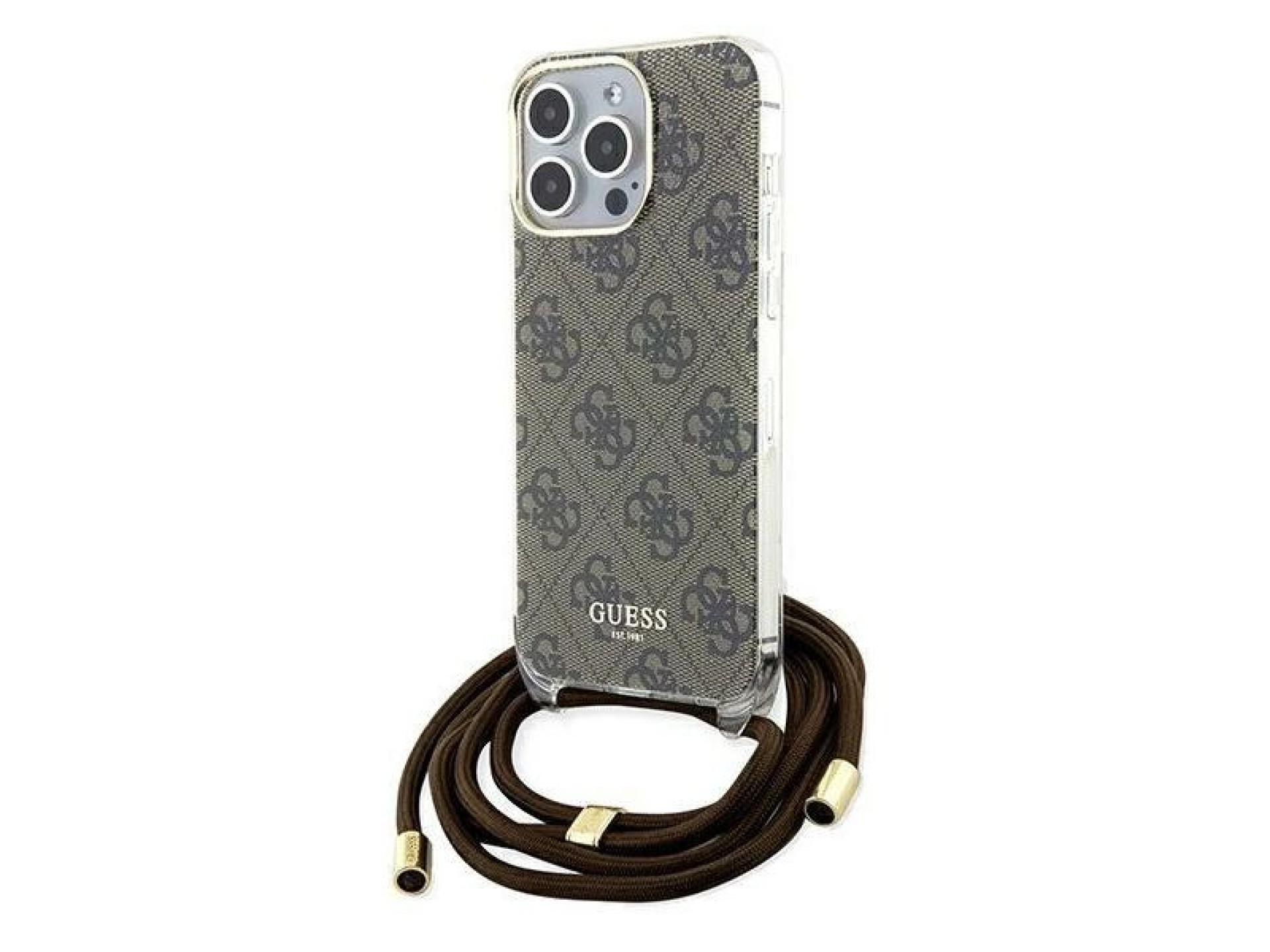 Capa Guess Crossbody Cord 4G Print para iPhone 15 Pro Max - marrom