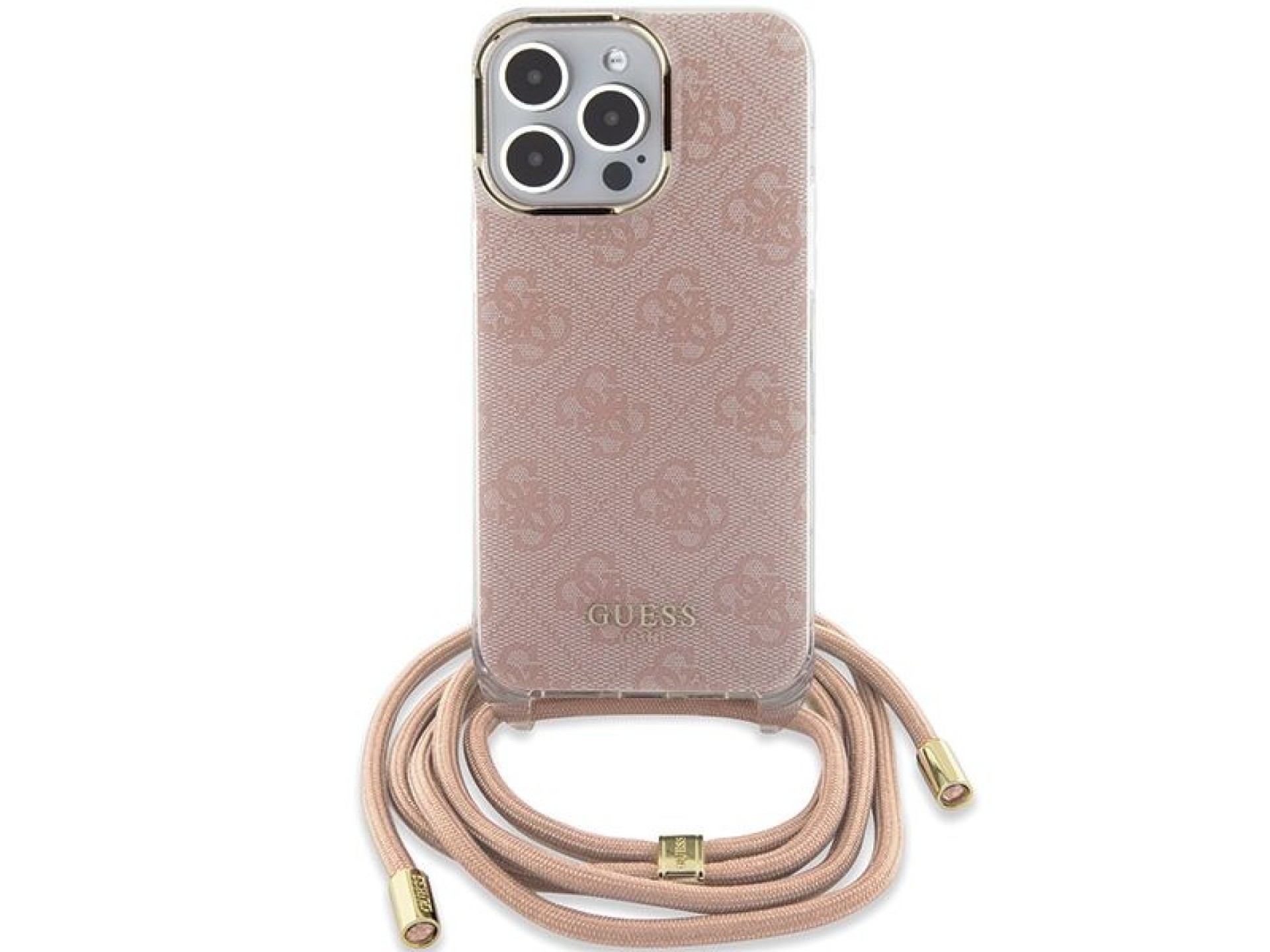 Guess Crossbody Cord 4G Print case for iPhone 15 Pro - pink