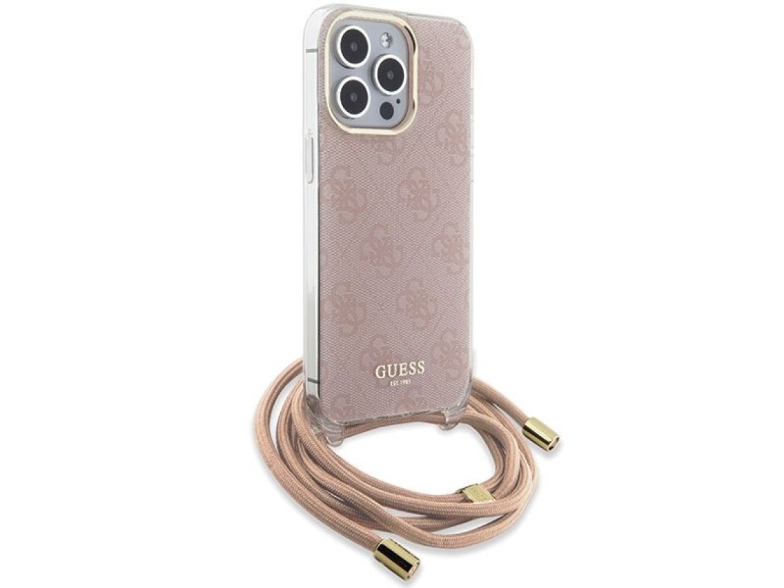 Guess Crossbody Cord 4G Print case for iPhone 15 Pro - pink