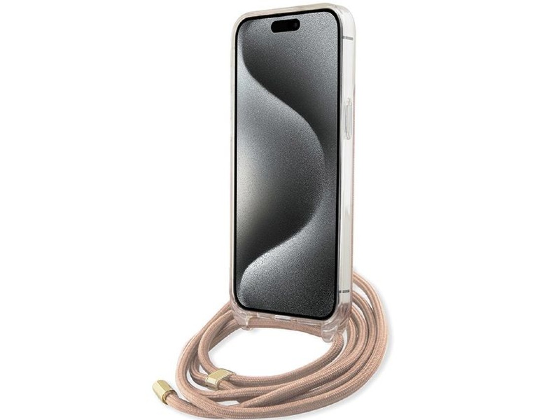 Guess Crossbody Cord 4G Print case for iPhone 15 Pro - pink