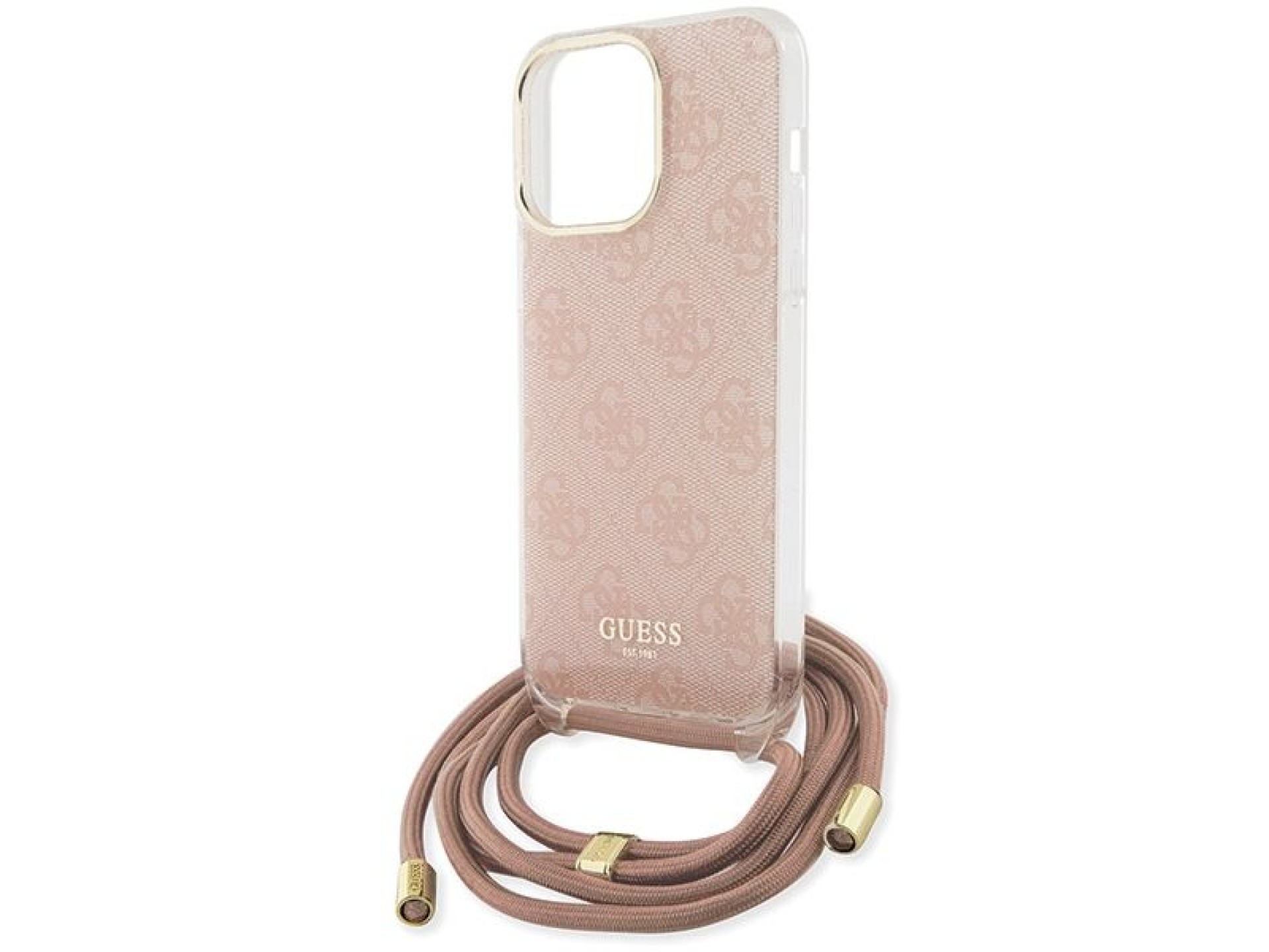 Guess Crossbody Cord 4G Print case for iPhone 15 Pro - pink