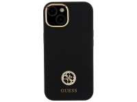 Funda de silicona Guess con logo Strass 4G para iPhone 15 - Negra Funda de silicona Guess con logo Strass 4G para iPhone 15 - Negra