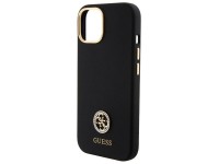 Funda de silicona Guess con logo Strass 4G para iPhone 15 - Negra Funda de silicona Guess con logo Strass 4G para iPhone 15 - Negra