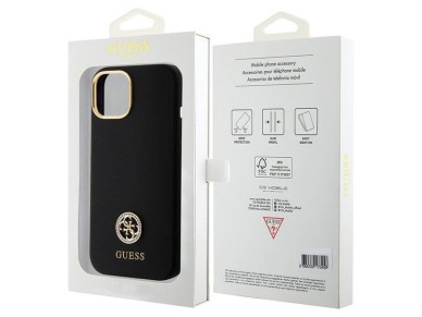 Guess Silicone Logo Strass 4G Case for iPhone 15 - Black Guess Silicone Logo Strass 4G Case for iPhone 15 - Black