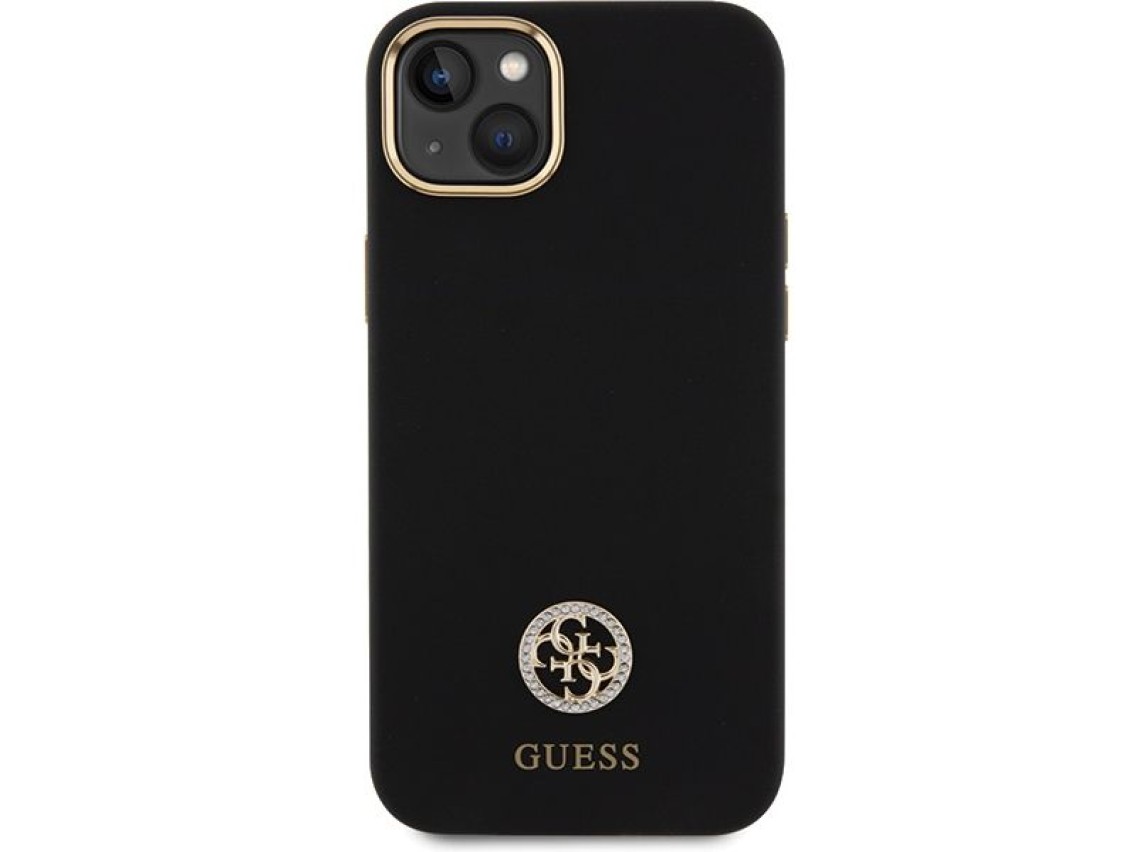 Guess Silicone Logo Strass 4G Case for iPhone 15 Plus / 14 Plus 6.7" - Black