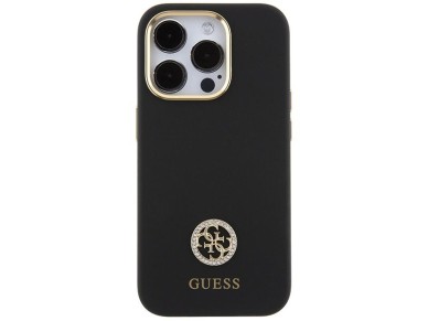Guess Silicone Logo Strass 4G Case for iPhone 15 Pro - Black Guess Silicone Logo Strass 4G Case for iPhone 15 Pro - Black