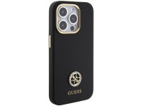 Funda de silicona Guess con logo Strass 4G para iPhone 15 Pro - Negra Funda de silicona Guess con logo Strass 4G para iPhone 15 Pro - Negra