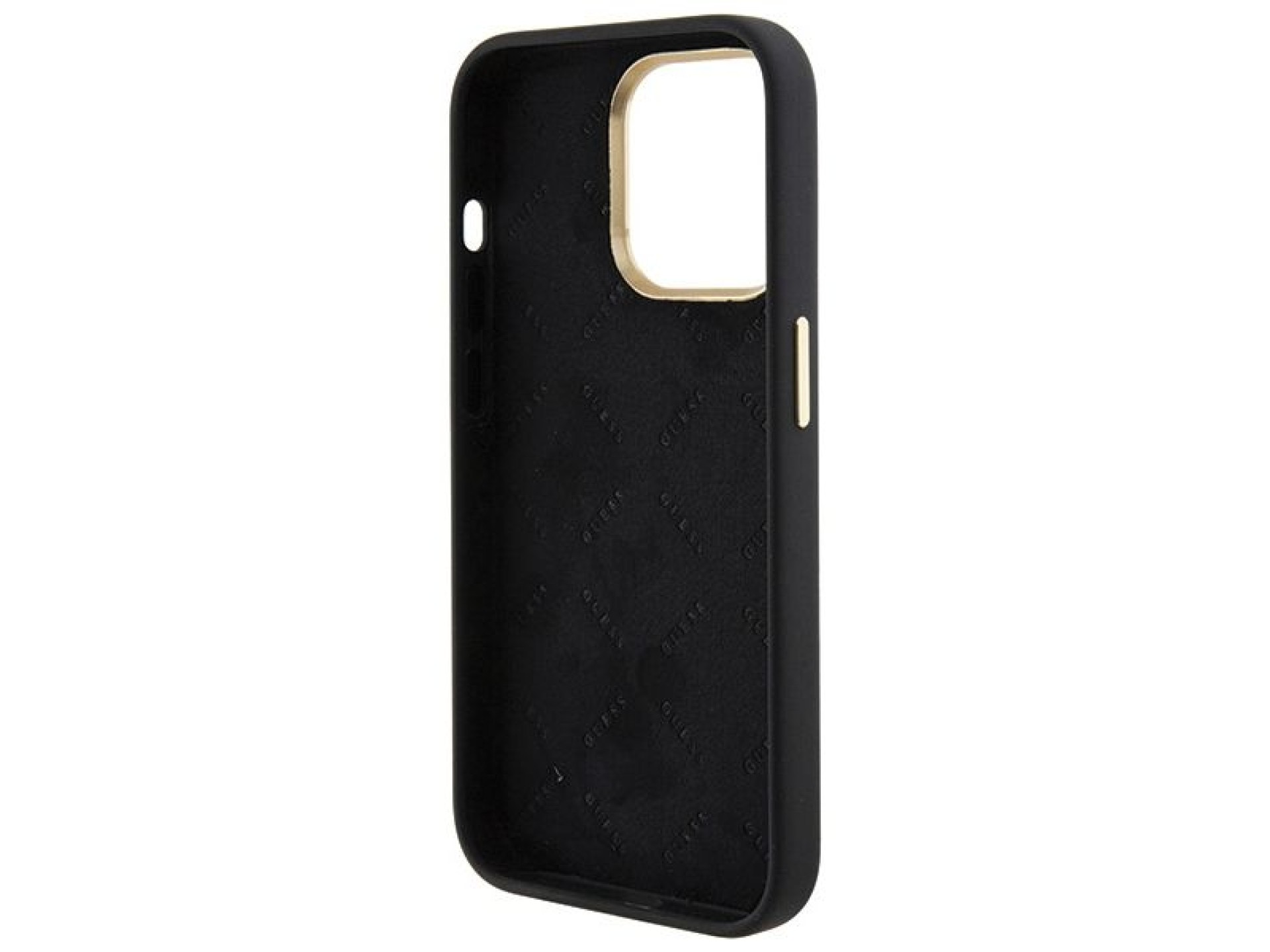 Funda de silicona Guess con logo Strass 4G para iPhone 15 Pro - Negra