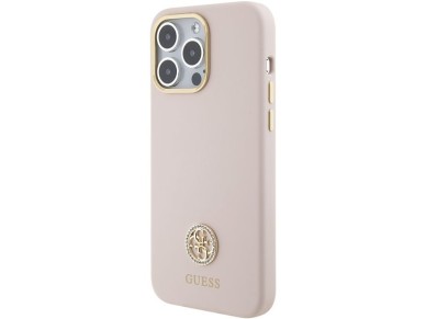 Guess Silicone Logo Strass 4G Case for iPhone 15 Pro Max - Pink Guess Silicone Logo Strass 4G Case for iPhone 15 Pro Max - Pink