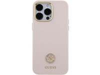 Funda de silicona Guess con logo Strass 4G para iPhone 15 Pro Max - Rosa Funda de silicona Guess con logo Strass 4G para iPhone 15 Pro Max - Rosa