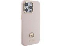 Funda de silicona Guess con logo Strass 4G para iPhone 15 Pro Max - Rosa Funda de silicona Guess con logo Strass 4G para iPhone 15 Pro Max - Rosa