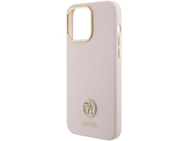 Guess Silicone Logo Strass 4G Case for iPhone 15 Pro Max - Pink Guess Silicone Logo Strass 4G Case for iPhone 15 Pro Max - Pink