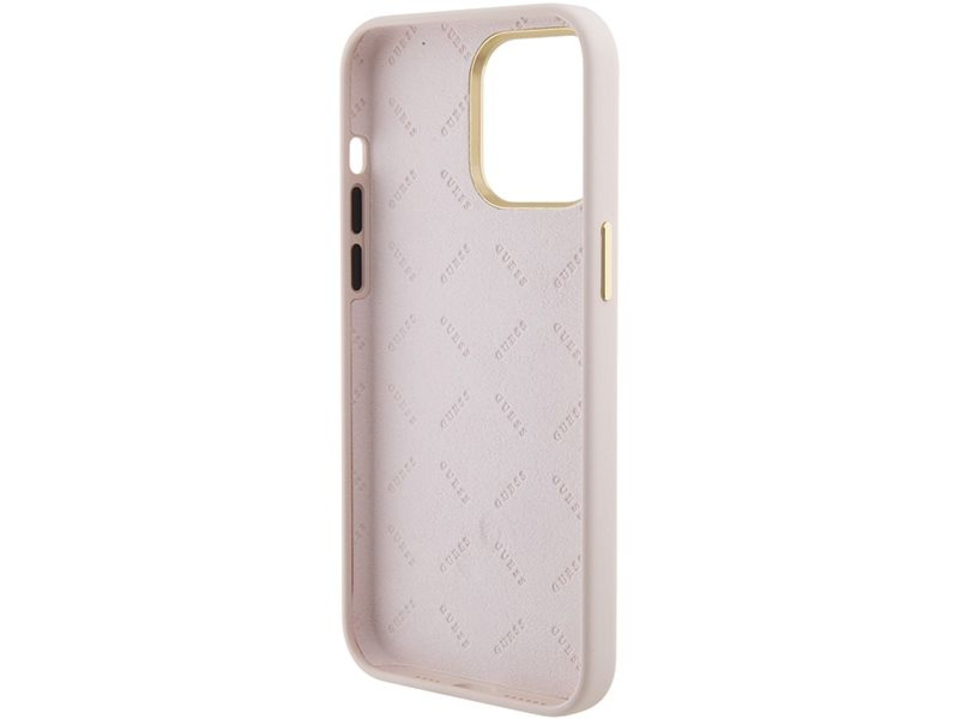 Funda de silicona Guess con logo Strass 4G para iPhone 15 Pro Max - Rosa