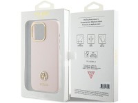 Funda de silicona Guess con logo Strass 4G para iPhone 15 Pro Max - Rosa Funda de silicona Guess con logo Strass 4G para iPhone 15 Pro Max - Rosa