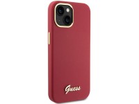 Guess Silicone Script Metal Logo & Frame case for iPhone 15 - red Guess Silicone Script Metal Logo & Frame case for iPhone 15 - red