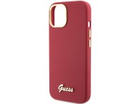 Guess Silicone Script Metal Logo & Frame case for iPhone 15 - red Guess Silicone Script Metal Logo & Frame case for iPhone 15 - red