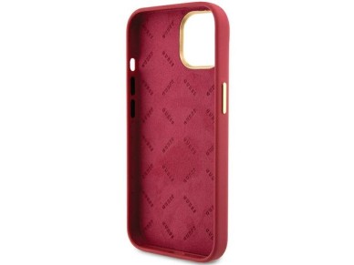 Guess Silicone Script Metal Logo & Frame case for iPhone 15 - red Guess Silicone Script Metal Logo & Frame case for iPhone 15 - red