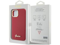Guess Silicone Script Metal Logo & Frame case for iPhone 15 - red Guess Silicone Script Metal Logo & Frame case for iPhone 15 - red