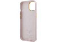 Guess Silicone Script Metal Logo & Frame case for iPhone 15 - pink Guess Silicone Script Metal Logo & Frame case for iPhone 15 - pink