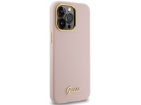 Guess Silicone Script Metal Logo & Frame case for iPhone 15 Pro - pink Guess Silicone Script Metal Logo & Frame case for iPhone 15 Pro - pink