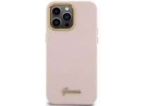 Capa Guess de silicone com logo metálico e moldura para iPhone 15 Pro Max - rosa Capa Guess de silicone com logo metálico e moldura para iPhone 15 Pro Max - rosa