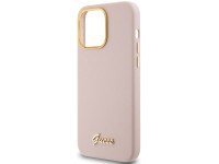 Capa Guess de silicone com logo metálico e moldura para iPhone 15 Pro Max - rosa Capa Guess de silicone com logo metálico e moldura para iPhone 15 Pro Max - rosa