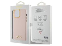 Capa Guess de silicone com logo metálico e moldura para iPhone 15 Pro Max - rosa Capa Guess de silicone com logo metálico e moldura para iPhone 15 Pro Max - rosa
