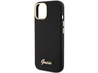 Capa Guess de silicone com logo met�lico e moldura para iPhone 15 - preta