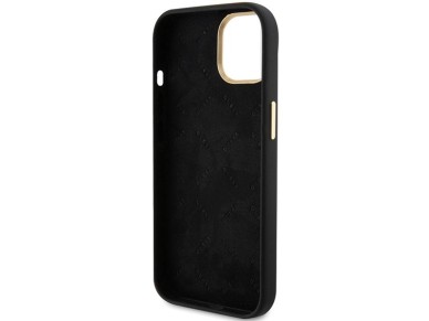 Guess Silicone Script Metal Logo & Frame case for iPhone 15 - black