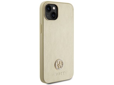 Guess Leather 4G Metal Logo Strass case for iPhone 15 - gold
