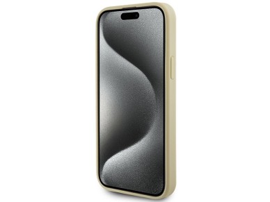 Guess Leather 4G Metal Logo Strass case for iPhone 15 - gold