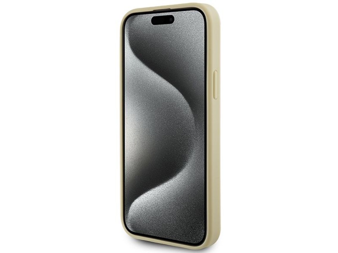 Guess Leather 4G Metal Logo Strass case for iPhone 15 - gold