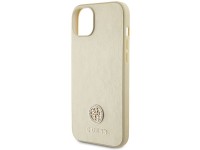 Guess Leather 4G Metal Logo Strass case for iPhone 15 - gold