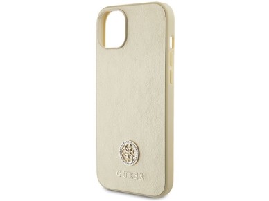 Guess Leather 4G Metal Logo Strass case for iPhone 15 - gold