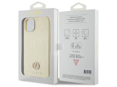 Guess Leather 4G Metal Logo Strass case for iPhone 15 - gold