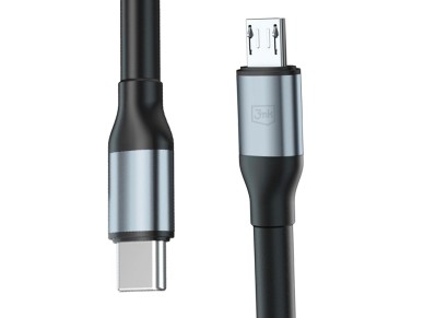 Cabo 3mk Hyper N-SERIES USB-C / MicroUSB 1m QC 3.0 5V/2A 10W - preto Cabo 3mk Hyper N-SERIES USB-C / MicroUSB 1m QC 3.0 5V/2A 10W - preto