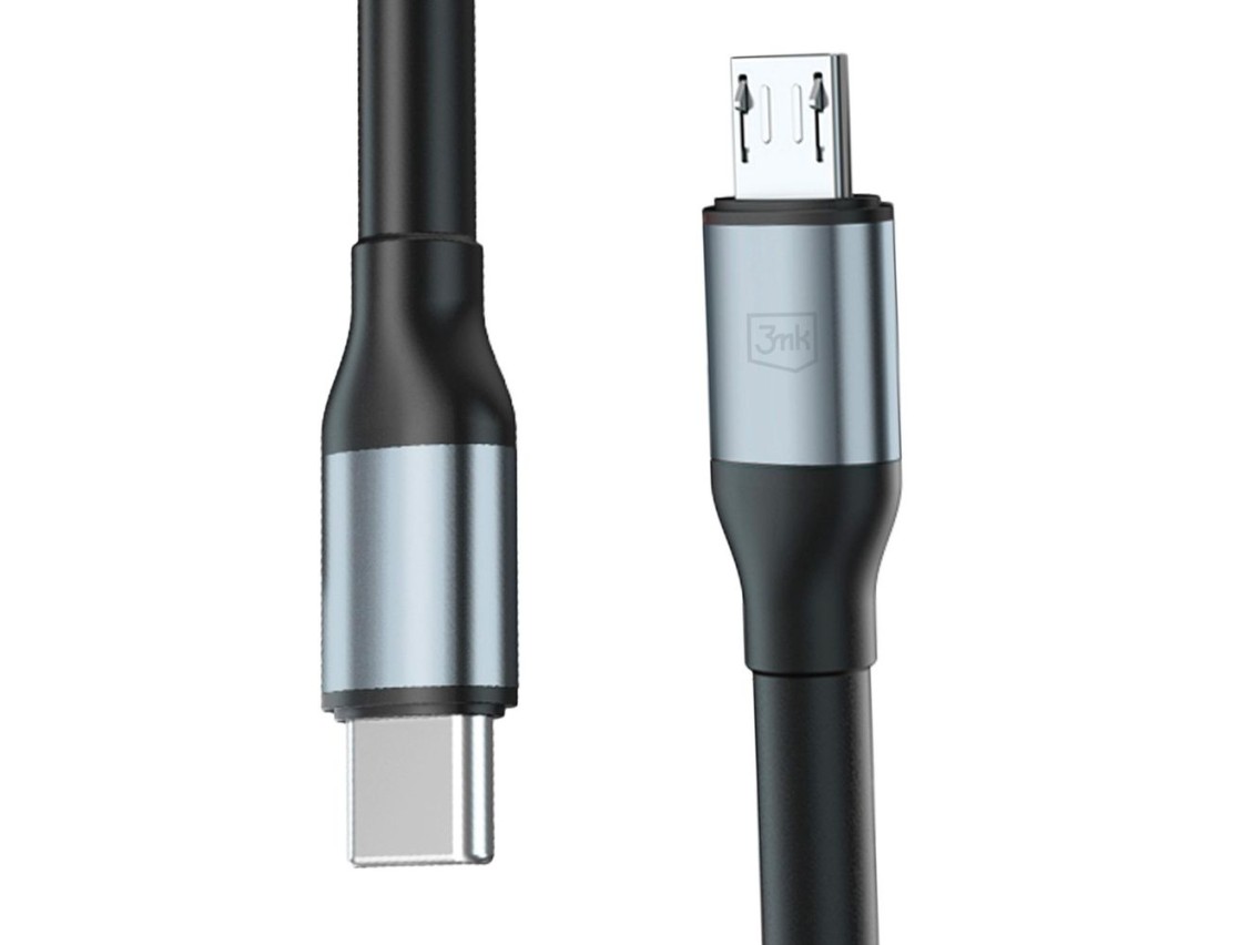 Cable 3mk Hyper N-SERIES USB-C / MicroUSB 1m QC 3.0 5V/2A 10W - negro