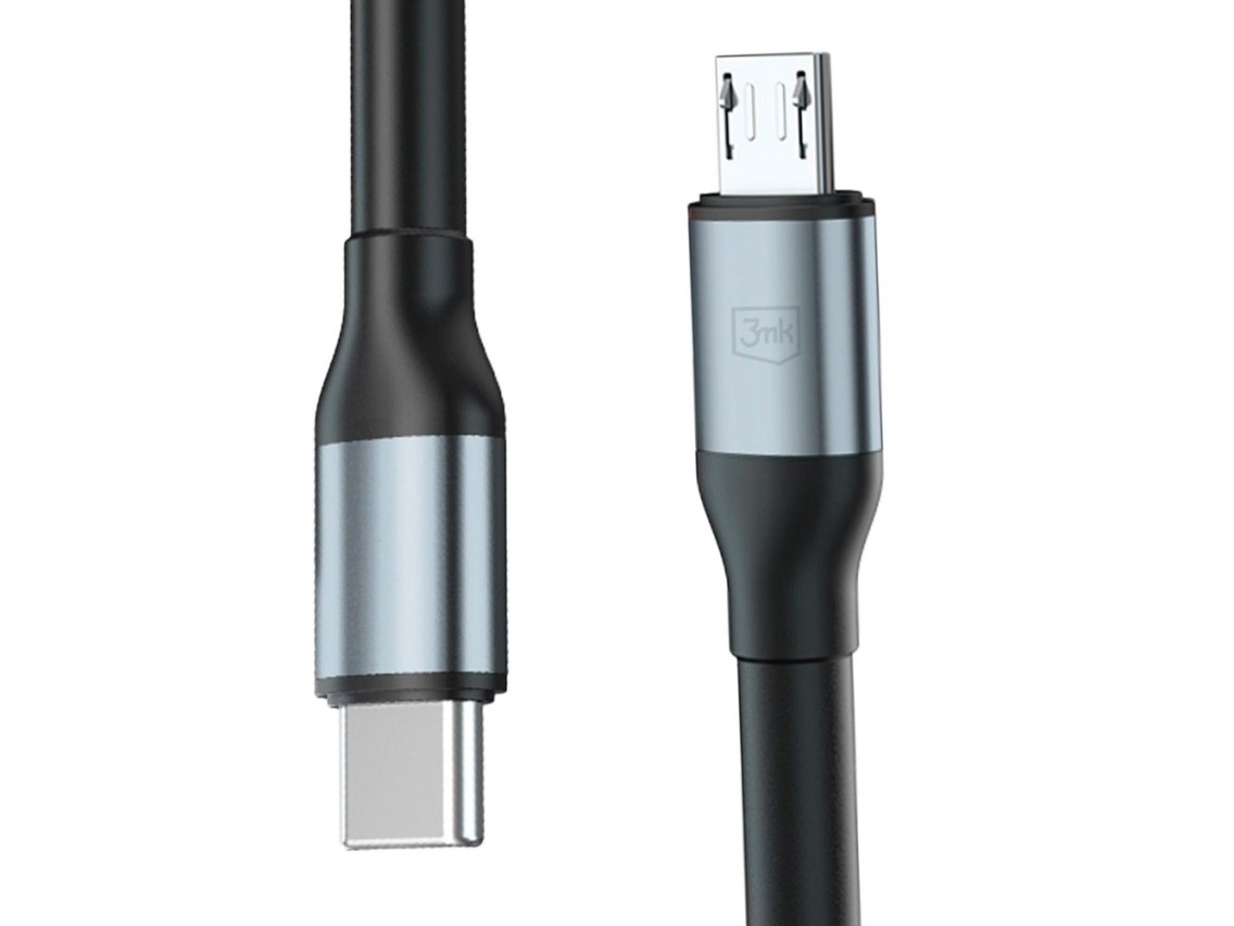 3mk Hyper Cable N-SERIES USB-C / MicroUSB 3m QC 3.0 5V/2A 10W - black