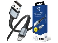 Cable 3mk Hyper Cable N-SERIES USB-A / MicroUSB 3m QC 3.0 5V/2A 10W - negro