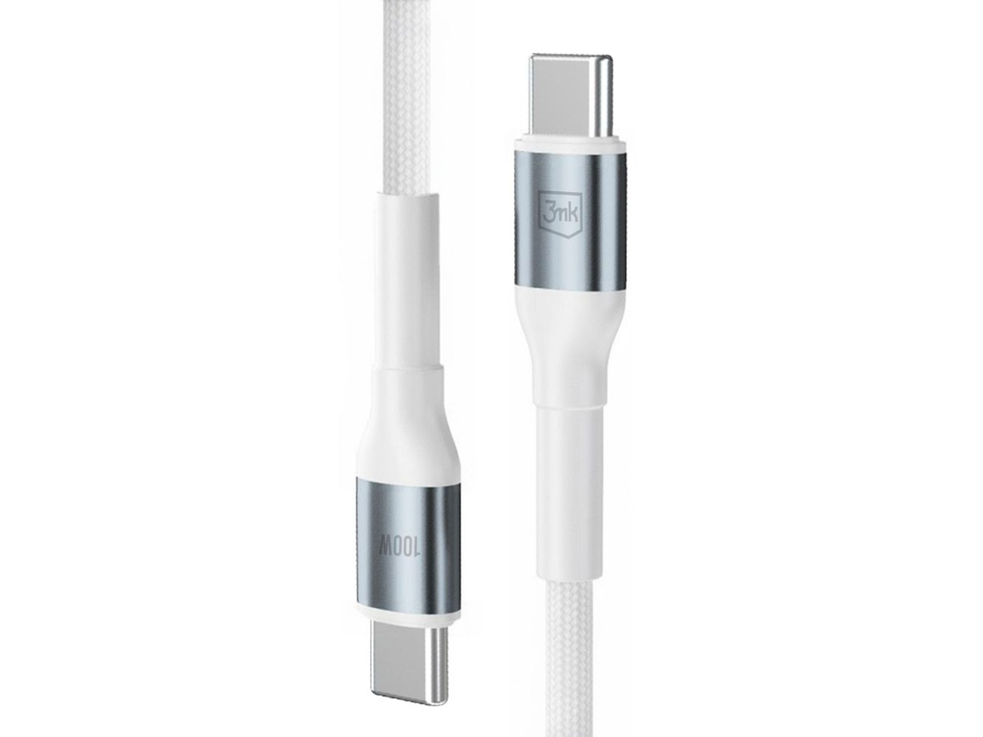 Cable 3mk Hyper N-SERIES USB-C / USB-C 2m PD 3.0 QC 3.0 20V/5A 100W - blanco