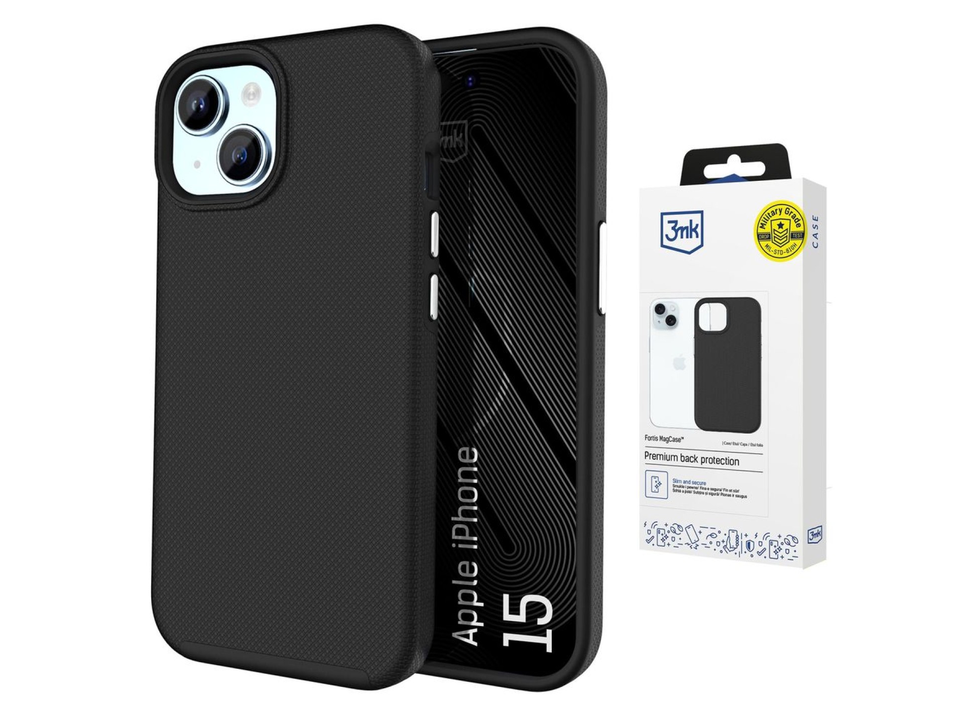 Capa 3mk Fortis MagCase para iPhone 15 - preta